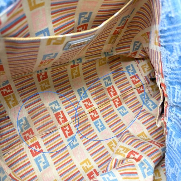 FENDI Vintage Zucca Monogram Denim Shoulder Tote Large Bag Blue FF Logo [106208] - Picture 14 of 16